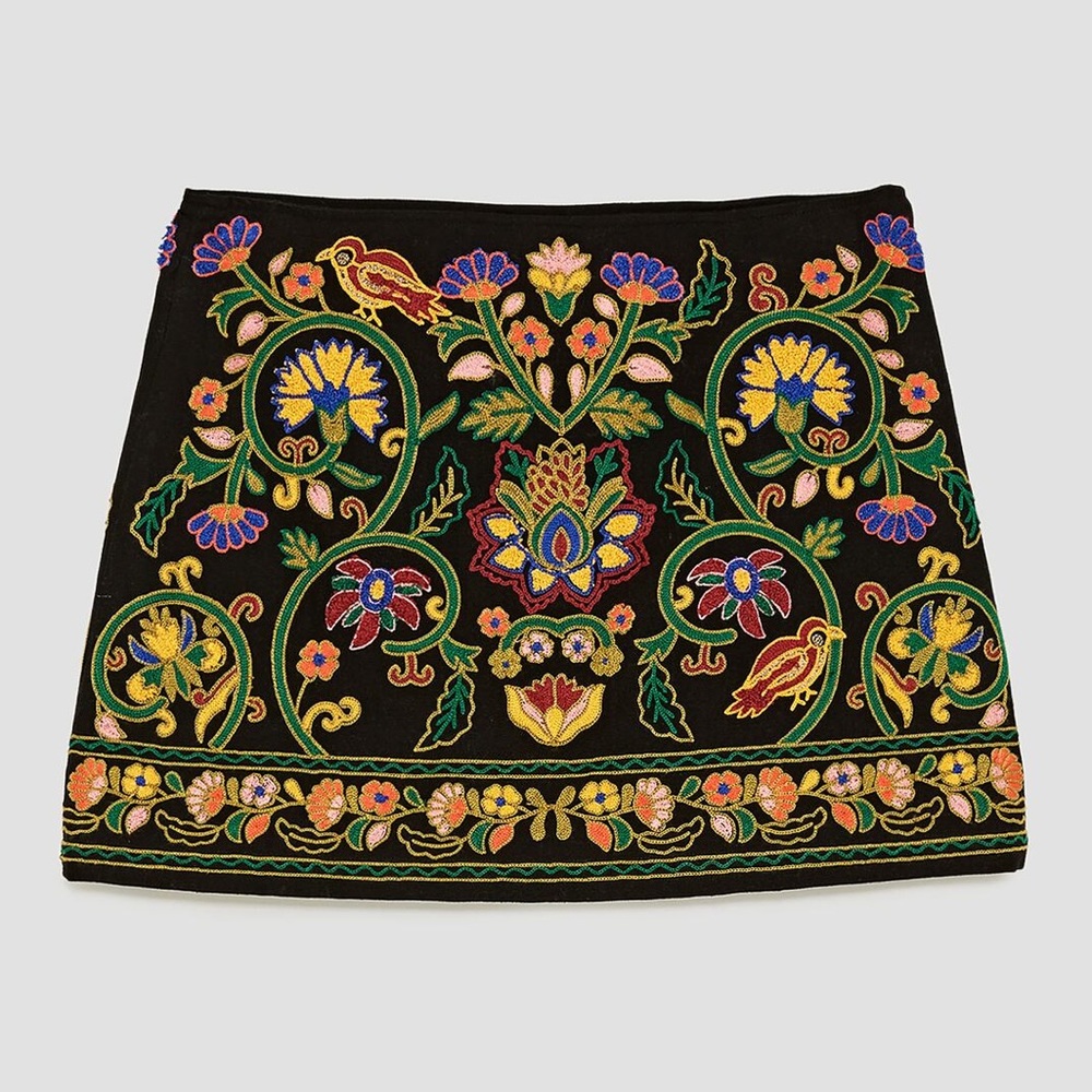 ZARA Embroidered Skirt